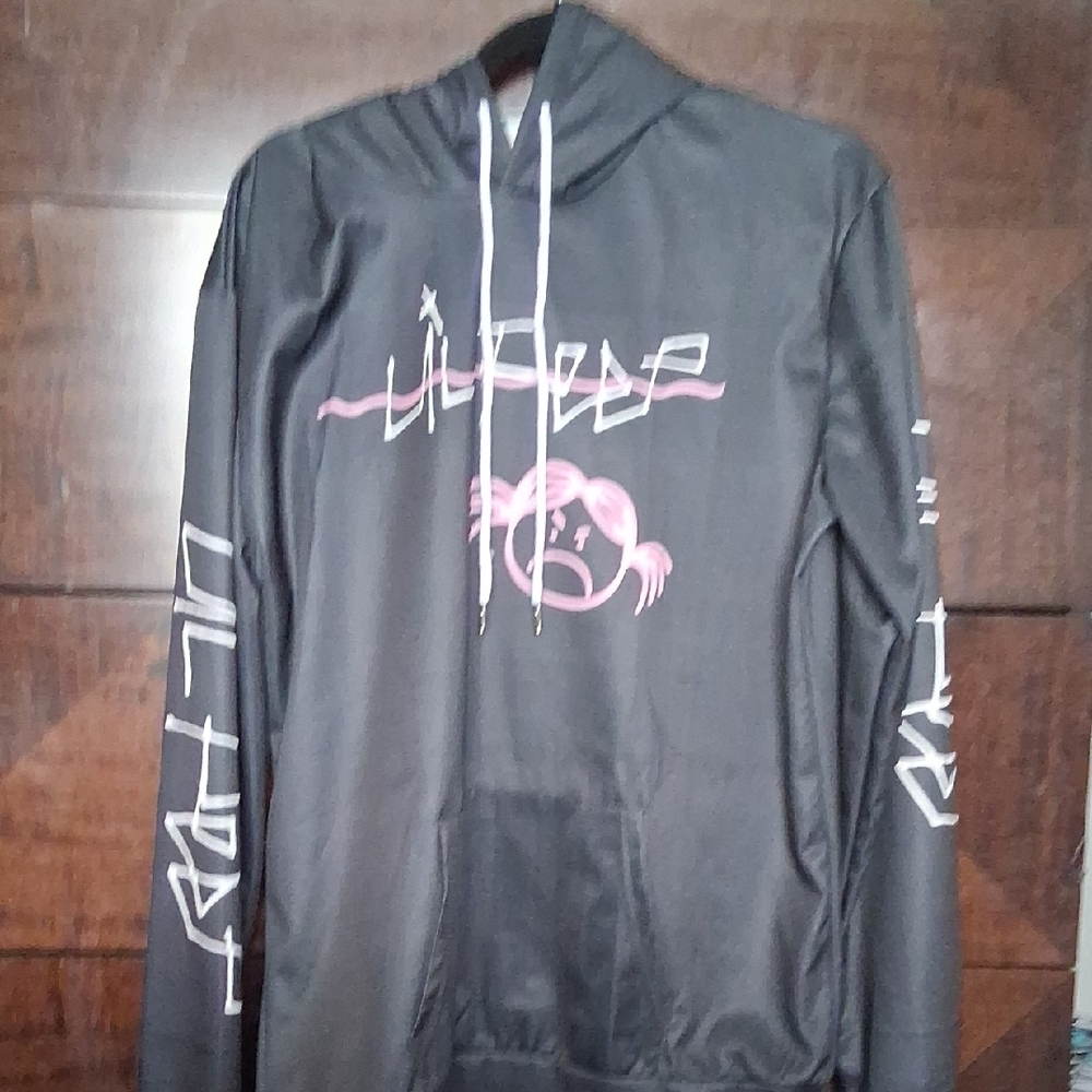 💎🖤💜 NWOT Lil PEEP Black Hoodie W Pink Graphic Front, Back & Sleeve Prints